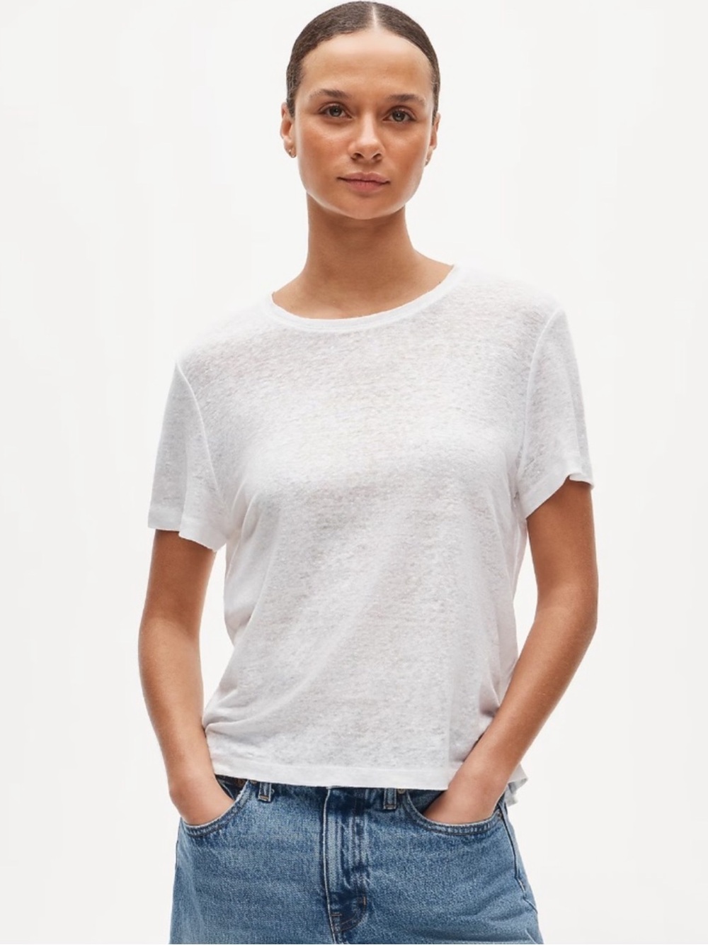 J. Crew New relaxed 100% linen T-shirt - white